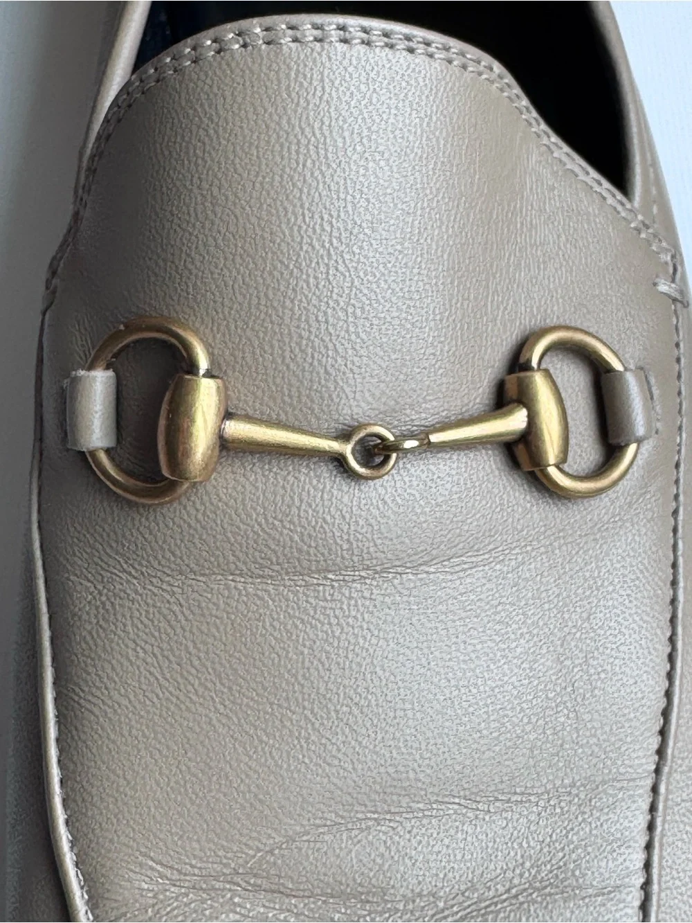 Gucci Brixton Leather Horsebit Loafers in the classic taupe/mud colorway. - Picture 7 of 14